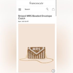 Francesca’s Striped MRS Beaded Envelope Clutch